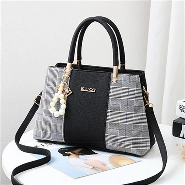 Planet Gates PU Leather Large Capacity Woman Handbag Grid Shoulder Bag Fashion Casual Luxury Designer Crossbody Women Handbags