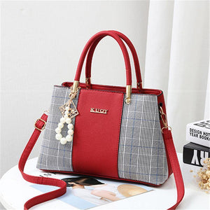 Planet Gates PU Leather Large Capacity Woman Handbag Grid Shoulder Bag Fashion Casual Luxury Designer Crossbody Women Handbags
