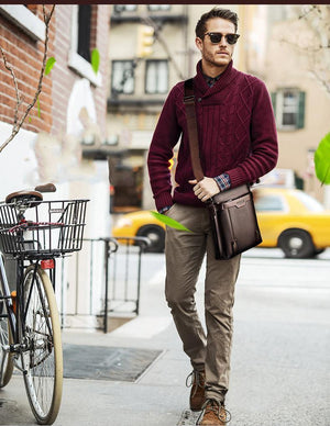 Planet Gates PU Leather Men Messenger Bags Casual Crossbody Bag Business Men's Handbag Bags for gift Men's Small Briefcase