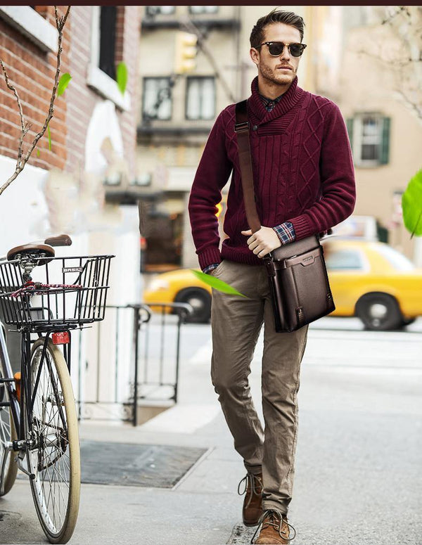 Planet Gates PU Leather Men Messenger Bags Casual Crossbody Bag Business Men's Handbag Bags for gift Men's Small Briefcase