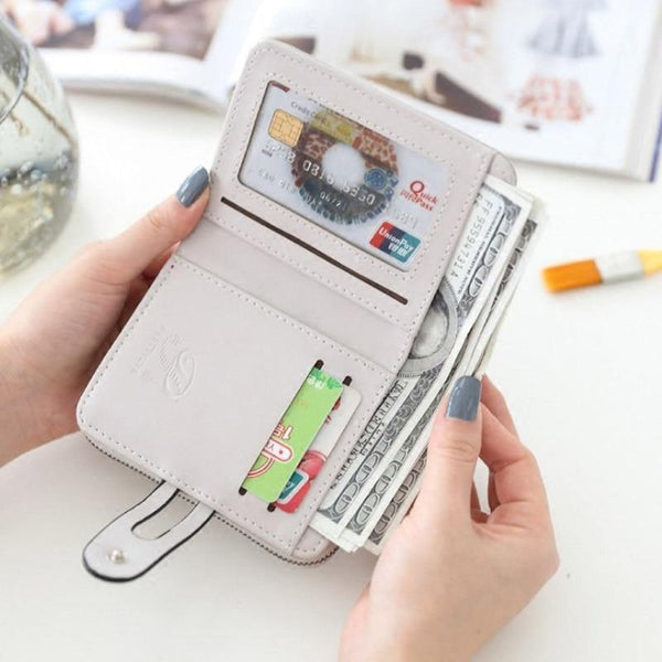 Planet Gates PU Leather Short Women Wallet Zipper Small Women Wallets Card Bag With Coin Purse Pockets Credit Holders