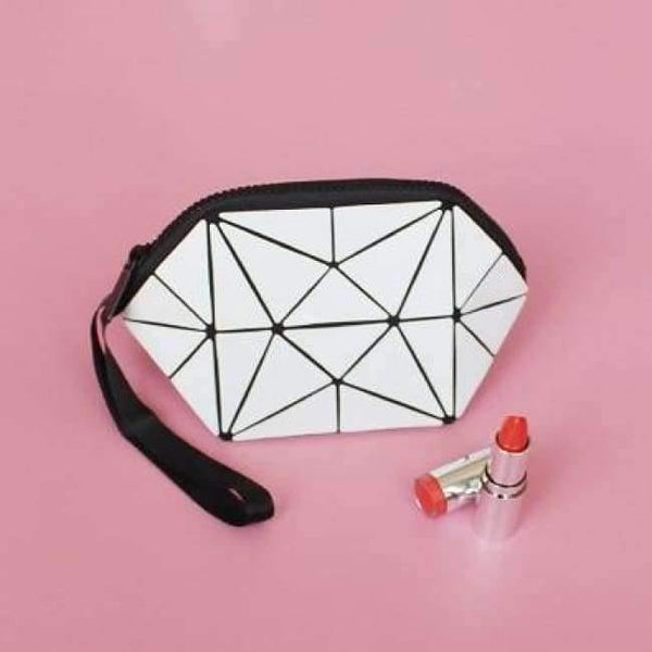 Planet Gates PU white Geometric semi circle cosmetic bag for women toiletry bag fashional makeup bag brand