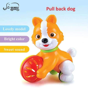 Planet Gates Pull Back Dog Baby Wind Up Toys Kids Cartoon Animal Running Toy with Ball Ring for Toddler Educational Classic Toy Gift
