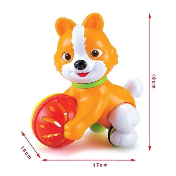 Planet Gates Pull Back Dog Baby Wind Up Toys Kids Cartoon Animal Running Toy with Ball Ring for Toddler Educational Classic Toy Gift