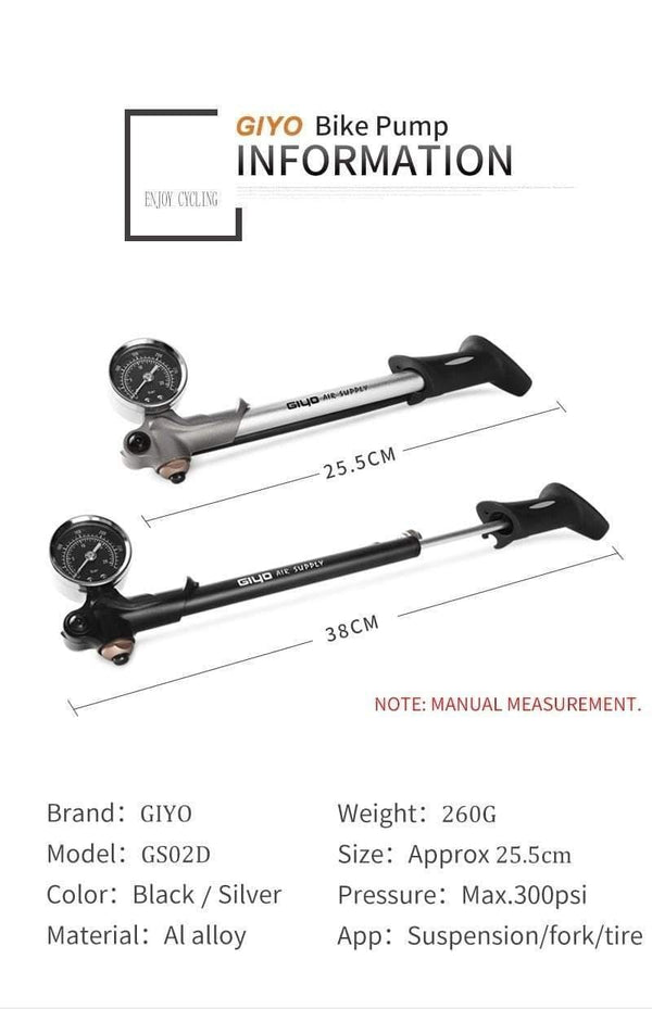 Planet Gates Pump 300 psi High-pressure Bike Air Shock Pump For Fork & Rear Suspension Cycling Bicycle Pump Mountain Bike Pump With Gauge