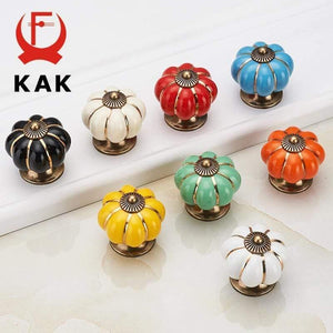 Pumpkin Ceramic Handles 40mm Drawer Knobs Cupboard Door Handles Single Hole Cabinet Handles with screws Furniture Handles