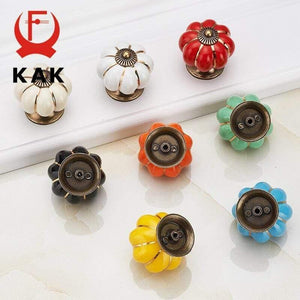 Pumpkin Ceramic Handles 40mm Drawer Knobs Cupboard Door Handles Single Hole Cabinet Handles with screws Furniture Handles