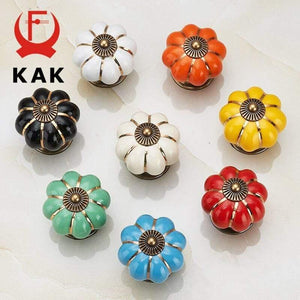 Pumpkin Ceramic Handles 40mm Drawer Knobs Cupboard Door Handles Single Hole Cabinet Handles with screws Furniture Handles