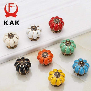 Pumpkin Ceramic Handles 40mm Drawer Knobs Cupboard Door Handles Single Hole Cabinet Handles with screws Furniture Handles