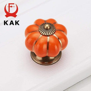 Pumpkin Ceramic Handles 40mm Drawer Knobs Cupboard Door Handles Single Hole Cabinet Handles with screws Furniture Handles