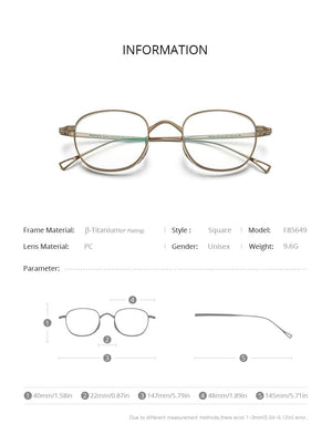Planet Gates Pure Titanium Glasses Frame Men Retro Square Prescription Eyeglasses Women 2021 New Vintage Myopia Optical Eyewear F85649