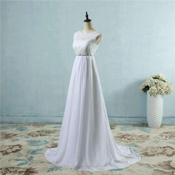 Planet Gates Pure White / 2 Chiffon Beach crystal Wedding Dresses Vestidos de Novia Empire Beaded Bohemian Bridal Gowns with train size