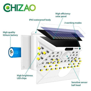 Planet Gates Pure White / White CHIZAO 34 LED Solar sensor light Waterproof Auto outdoor night light Porch Light Motion sensor wall lamp Wireless security light