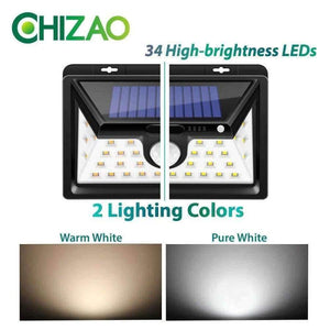 Planet Gates Pure White / White CHIZAO 34 LED Solar sensor light Waterproof Auto outdoor night light Porch Light Motion sensor wall lamp Wireless security light