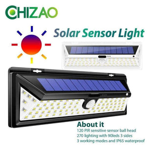 Planet Gates Pure White / White CHIZAO 90 LED Solar Sensor Motion Light Black/White Waterproof Night Light Outdoor Garden Emergency Porch Lamp 3 Modes PIR
