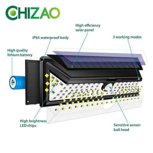 Planet Gates Pure White / White CHIZAO 90 LED Solar Sensor Motion Light Black/White Waterproof Night Light Outdoor Garden Emergency Porch Lamp 3 Modes PIR