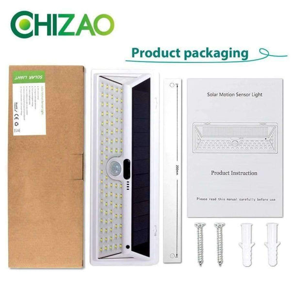 Planet Gates Pure White / White CHIZAO 90 LED Solar Sensor Motion Light Black/White Waterproof Night Light Outdoor Garden Emergency Porch Lamp 3 Modes PIR