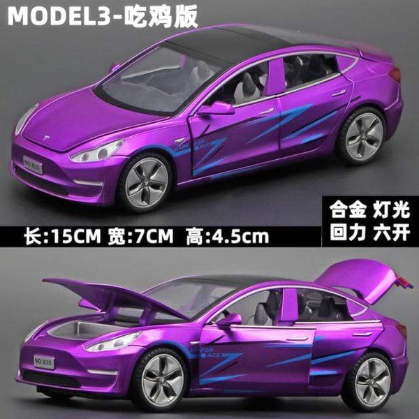 Planet Gates Purple 1:32 Tesla MODEL3 Alloy Model Sound and Light Pull Back Car Model Children's Toys Decoration Collection Toys Car Toy
