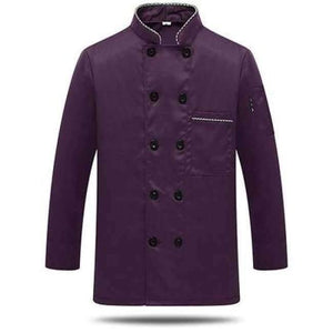 Planet Gates purple 1 / M Long Sleeve Men Restaurant Chef Jacket for Cook Work Wear Hotel Breathable Double-breasted Woman Chef Uniform Kitchen Tool 89