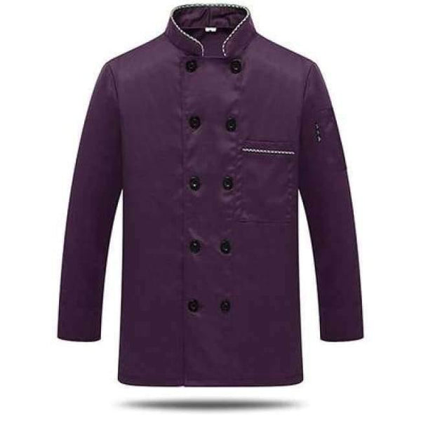 Planet Gates purple 1 / M Long Sleeve Men Restaurant Chef Jacket for Cook Work Wear Hotel Breathable Double-breasted Woman Chef Uniform Kitchen Tool 89