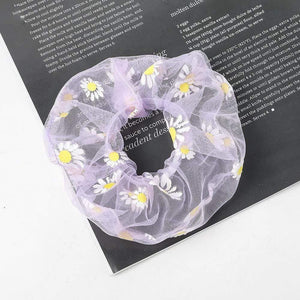 1PCS Scrunchies Hair Ring Daisy Floral Hair Ties Rope Autumn Winter Women Ponytail Hair Accessories Girls Hairbands Gifts