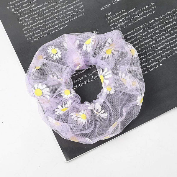 1PCS Scrunchies Hair Ring Daisy Floral Hair Ties Rope Autumn Winter Women Ponytail Hair Accessories Girls Hairbands Gifts