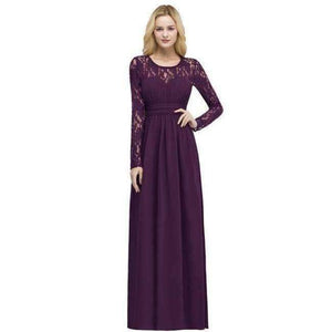 Planet Gates Purple / 2 Demoiselle D'honneur Multi-Colors Long Sleeve Lace Bridesmaid Dresses 2018 Charming Chiffon Wedding Party Dresses Long