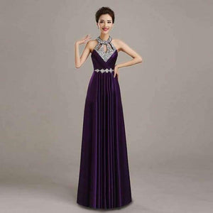 Planet Gates purple / 2 Vestido de Festa de Casamento 2018 Long Crystal Bridesmaid Dresses for Wedding Party Satin Dress Formal Prom Party Gowns