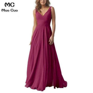 Planet Gates purple / 2 Vintage Bridesmaid Dresses V-Neck Wedding Party Dress Pleat Chiffon Sleeveless Prom Bridesmaid Dresses for women