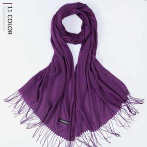 Planet Gates Purple / 216cmX65cm Autumn and Winter Scarf Women Fashion Solid Cashmere scarves for Women Shawls and Wraps 35 Colours