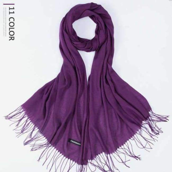 Planet Gates Purple / 216cmX65cm Autumn and Winter Scarf Women Fashion Solid Cashmere scarves for Women Shawls and Wraps 35 Colours