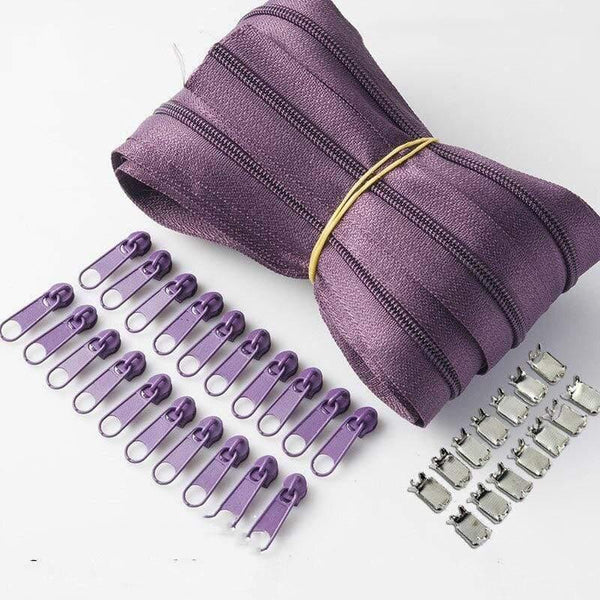 Planet Gates purple / 3# / 10M20PCSilder10Stopp Meetee 10/20M Nylon 3# Coil Zipper With Slider & Stopper For Quilt Bags Tent Invisible Clothing Zip Sewing Crafts Accessories