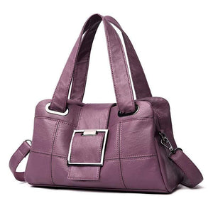 Vintage Plaid Women Leather Handbags Soft Leather Female Crossbody Shoulder Bags Designer Ladies