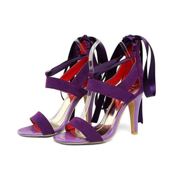 Planet Gates Purple / 4 Meotina Women Shoes Sandals 2018 Summer Cross Tied High Heel Sandals Gladiator Women Sexy Party Heels Blue Red Large Size 44 45