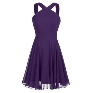 Planet Gates Purple / 4 Summer Elegant Bridesmaid Dresses Chiffon Halter Wedding Formal Occasion Women Ladies Criss-cross Shoulder Dresses