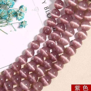 Planet Gates purple / 4mm 95pcs White/Pink/Purple/Green Natural Cat Eye Beads for Making Jewelry DIY Bracelets Necklace Findings Wholesale 4/6/8/10/12MM Strand
