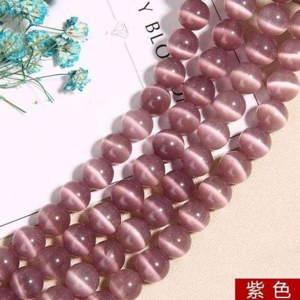 Planet Gates purple / 4mm 95pcs White/Pink/Purple/Green Natural Cat Eye Beads for Making Jewelry DIY Bracelets Necklace Findings Wholesale 4/6/8/10/12MM Strand