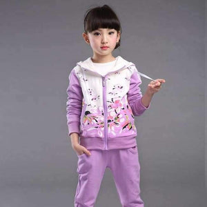 Planet Gates Purple / 4T Spring Autumn teenage girls clothing set zipper sports clothes for girls children tracksuit kids sport suit 4-12T