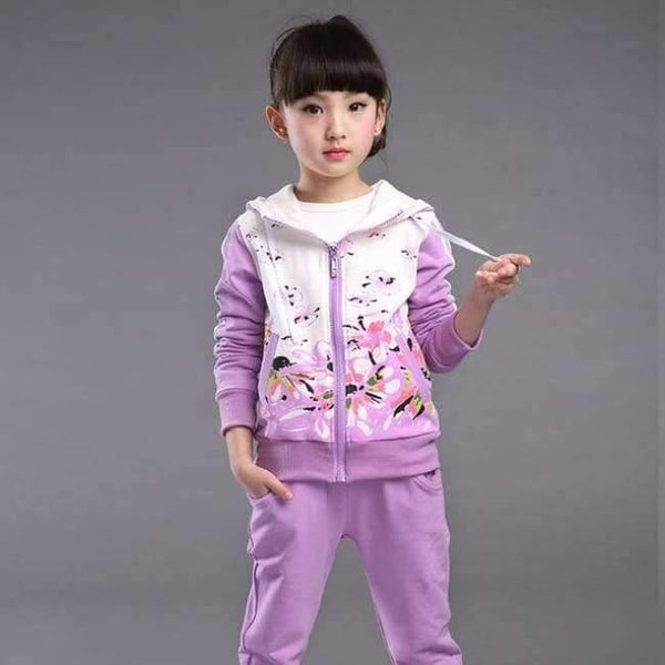 Planet Gates Purple / 4T Spring Autumn teenage girls clothing set zipper sports clothes for girls children tracksuit kids sport suit 4-12T