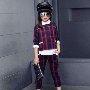 Planet Gates Purple / 5 Children Girls clothing sets autumn teenage girls sport suit plaid suit school kids tracksuit for girls clothes two pieces 4~13T