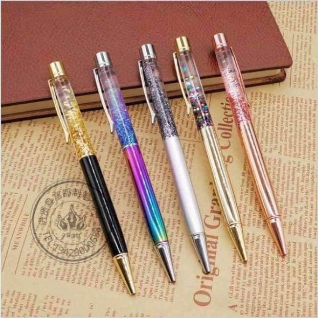 Planet Gates Purple 5pcs Metal Copper Ballpoint Pen Luxury Brass Gold Foil Drill Ball Pen Sliver Penalty Office School Pencil Writing Supplies 1.0mm