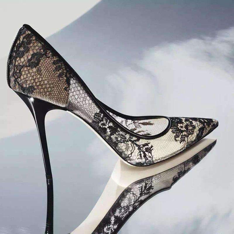 Planet Gates purple / 6 Boussac Elegant Lace Women Pumps High Heels Transparent Flower Lace Wedding Shoes Women Pointed Toe Sexy Party Shoes SWB0107