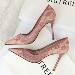 Planet Gates fialové / 6 Boussac elegantní krajkové dámské boty na vysokém podpatku, průhledné květinové krajkové svatební boty, dámské sexy boty se špičatou špičkou, párty boty SWB0107