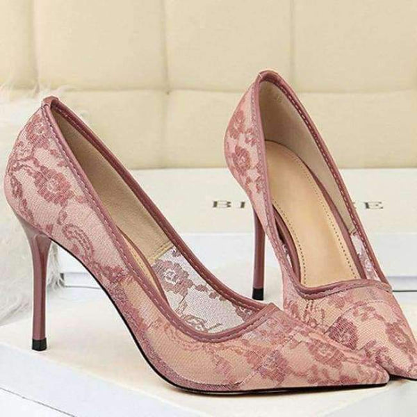 Planet Gates fialové / 6 Boussac elegantní krajkové dámské boty na vysokém podpatku, průhledné květinové krajkové svatební boty, dámské sexy boty se špičatou špičkou, párty boty SWB0107