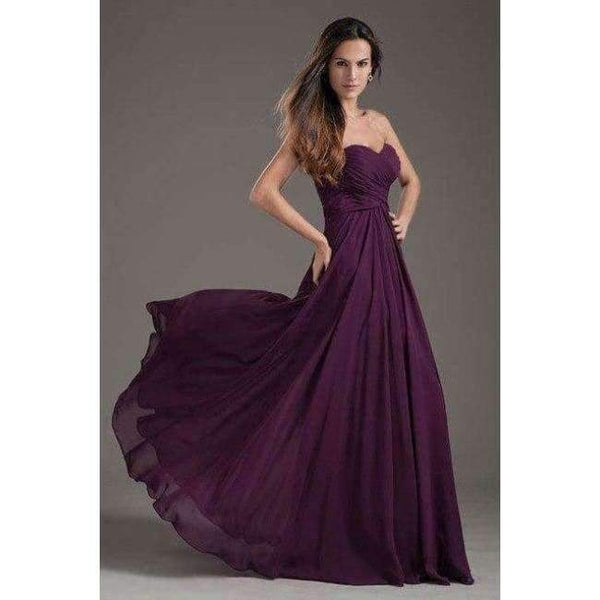 Planet Gates Purple / 6 Demoiselle D'honneur Sexy Purple Lace up Bridesmaid Dresses Long Cheap Sweetheart Neck Chiffon Long Wedding Guest Dress