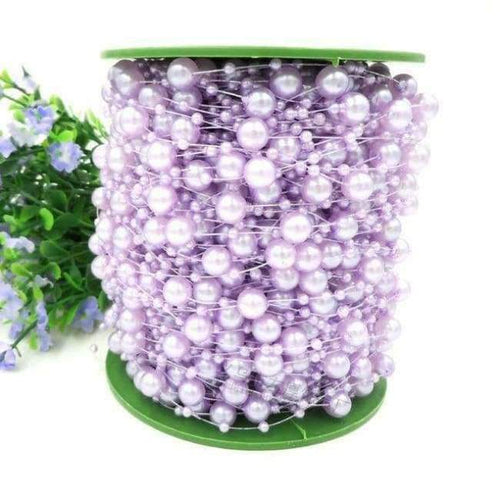 Planet Gates purple 60 Meters Fishing Line Artificial Pearls Beads Chain Garland Flowers DIY Jewelry Accessories Wedding Party Decoration