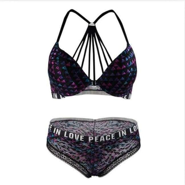 Planet Gates Purple / 70A Women fitness workout sexy underwear lounge underwear women bra set patchwork sexy bra vs pink black blue lingerie