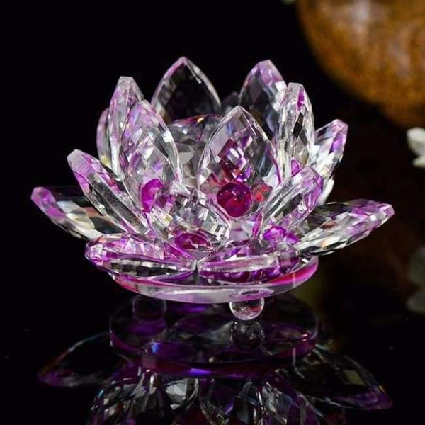 Planet Gates Purple 85mm Crystal Lotus Crafts Glass Flower Miniatures Paperweight Table Ornaments Gift Home Decoration Accessories