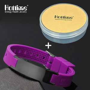 Planet Gates Purple And Box Power Energy Wristbands Balance Ion Magnetic Therapy Fashion Silicone Bands Bracelets Therapy Body Keep Your Healty Healing Pain