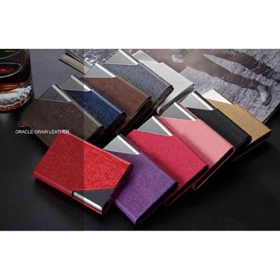 Planet Gates purple / Australia PU Leather Stainless Steel Business Card Holder Name Card Case with Magnetic Shut Black